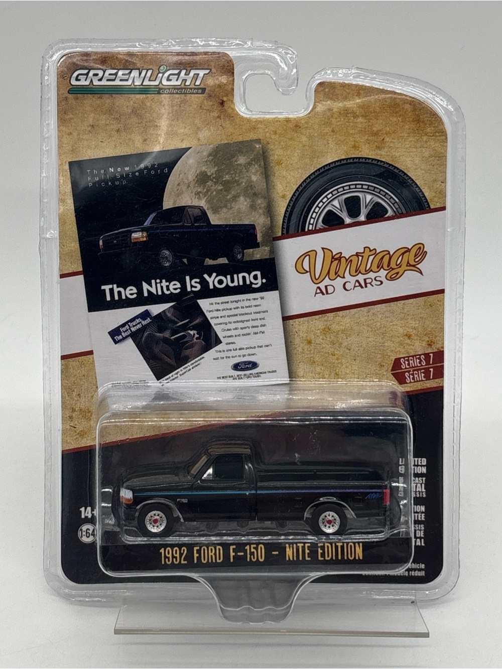 Greenlight Vintage Ad Cars 1992 Ford F-150 Nite Edition 1:64 Scale Diecast 2022